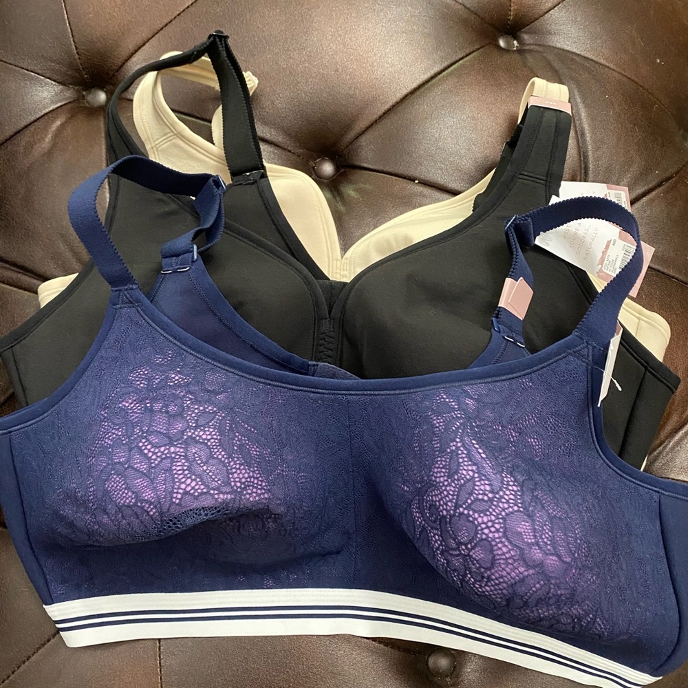 Three (3) NWT Cacique No-Wire Lightly Lined Bra - Size 46D